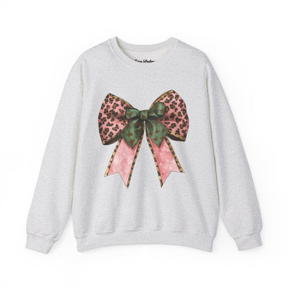 Cheetah Christmas Bow Crewneck - Gildan