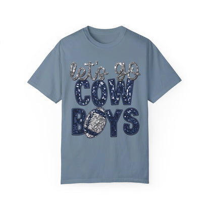 Let's Go Cowboys - Faux Sequin Tee - Comfort Colors