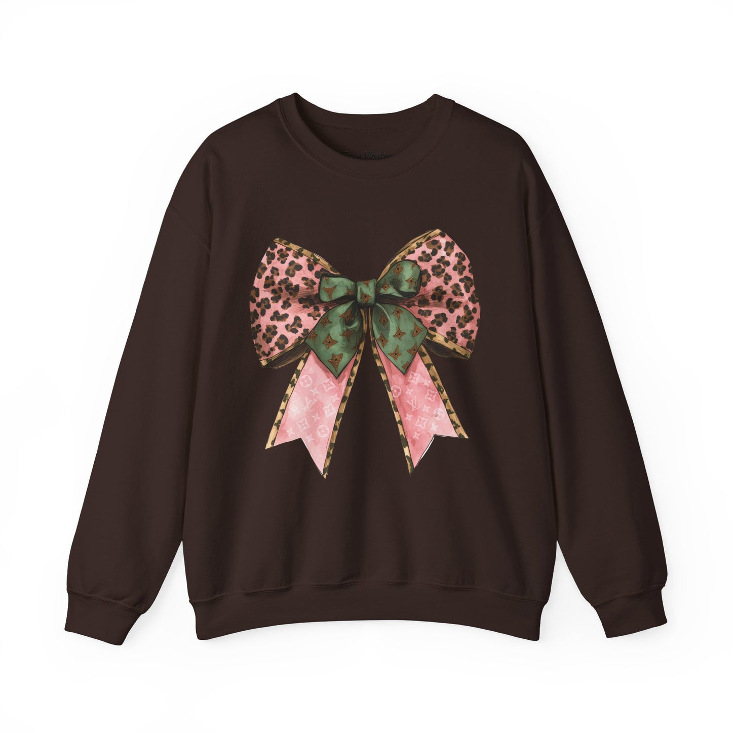 Cheetah Christmas Bow Crewneck - Gildan