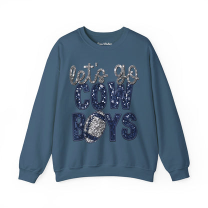 Let's Go Cowboys - Faux Sequins Crewneck - Gildan