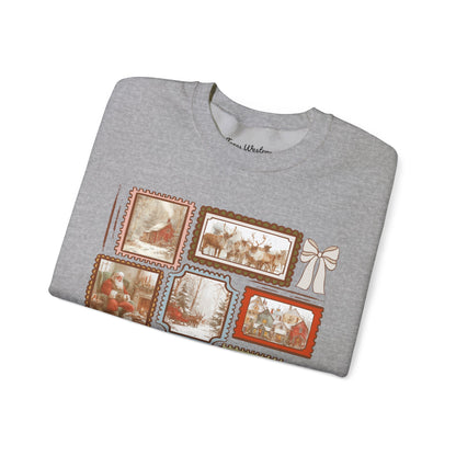 Vintage Christmas Stamps Crewneck - Gildan