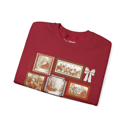 Vintage Christmas Stamps Crewneck - Gildan