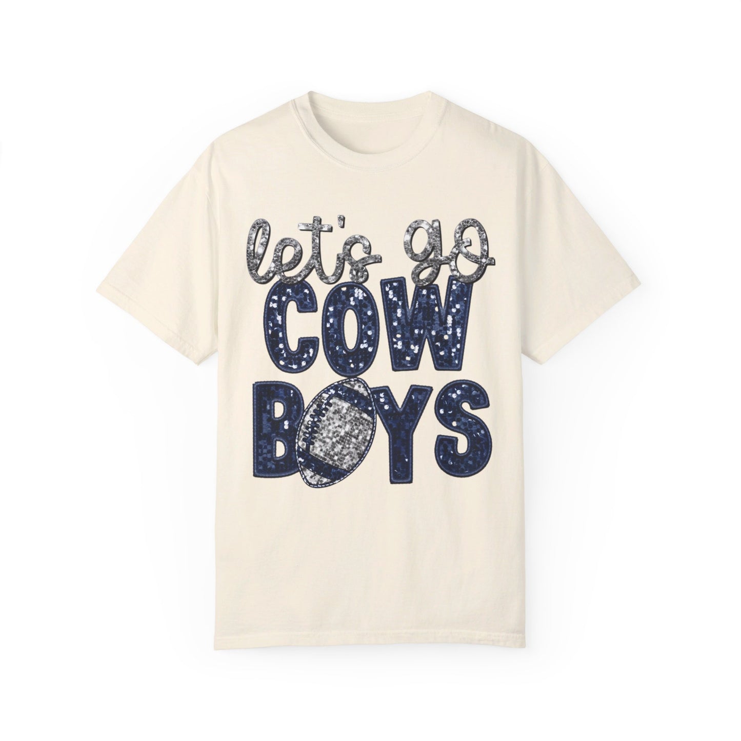 Let's Go Cowboys - Faux Sequin Tee - Comfort Colors
