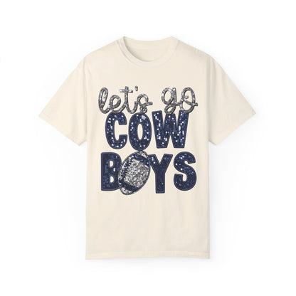 Let's Go Cowboys - Faux Sequin Tee - Comfort Colors