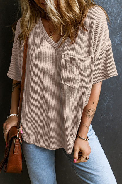 Textured V-Neck T-Shirt