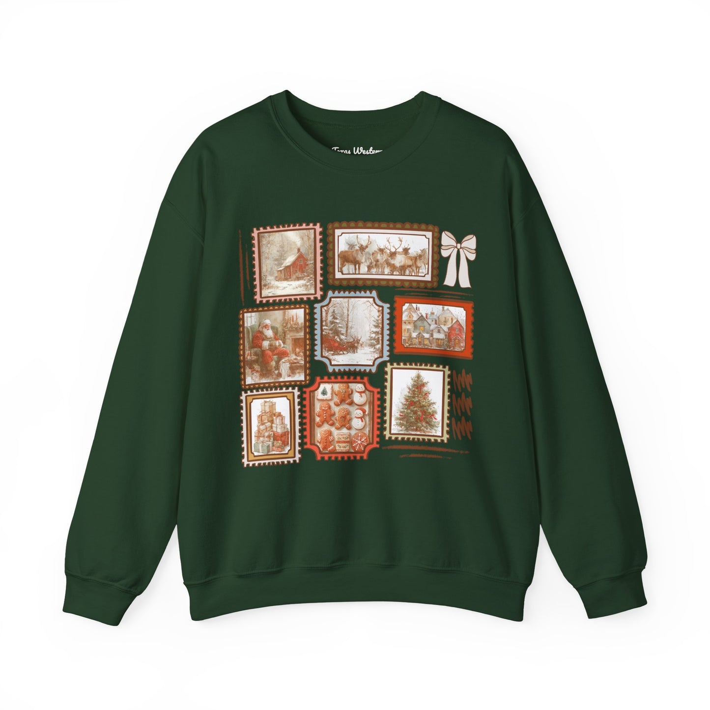 Vintage Christmas Stamps Crewneck - Gildan