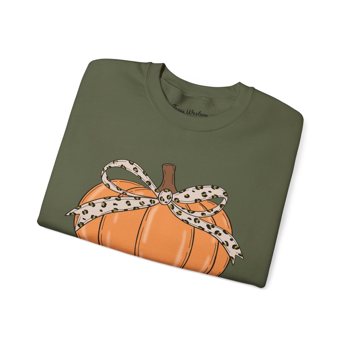 Cheetah Bow Pumpkin Crewneck - Gildan