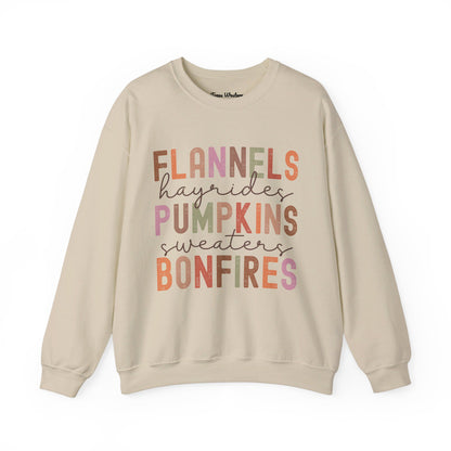 Flannels Pumpkins Bonfires Crewneck - Gildan