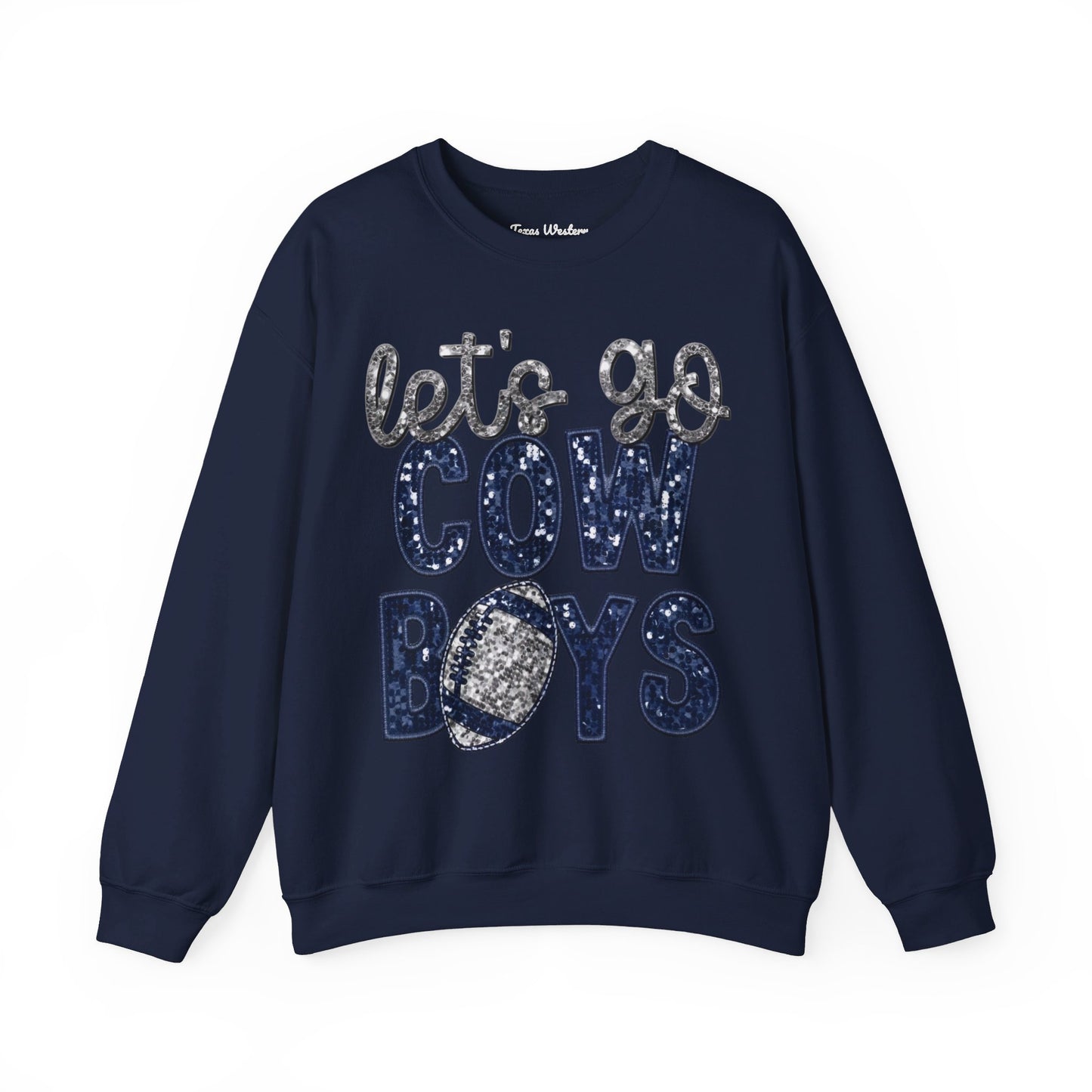 Let's Go Cowboys - Faux Sequins Crewneck - Gildan
