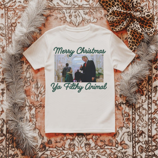 Merry Christmas Ya Filthy Animal Tee - Gildan
