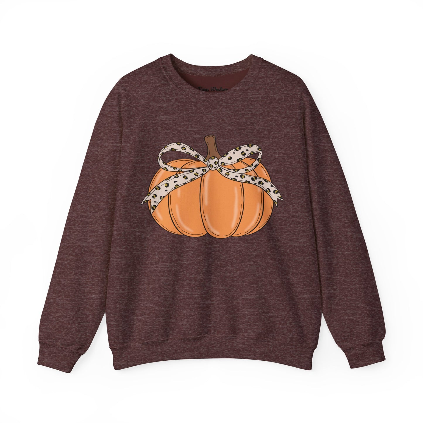 Cheetah Bow Pumpkin Crewneck - Gildan