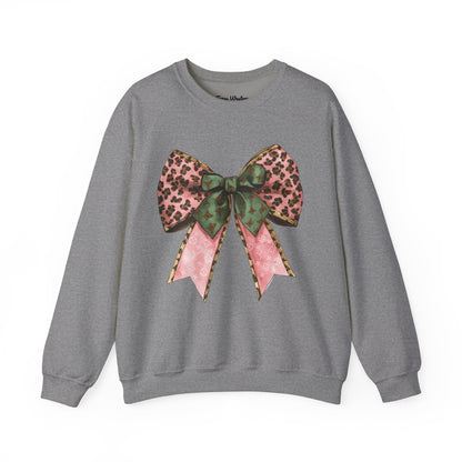 Cheetah Christmas Bow Crewneck - Gildan