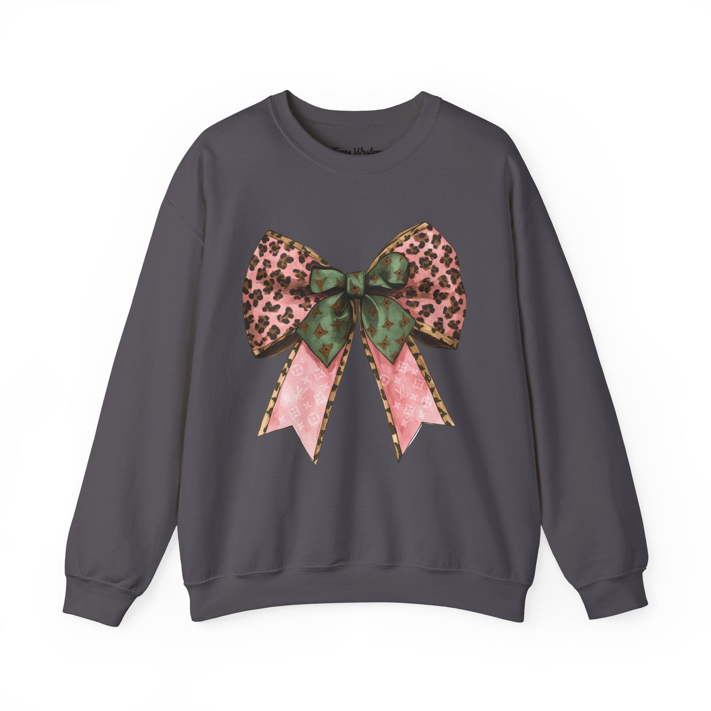 Cheetah Christmas Bow Crewneck - Gildan