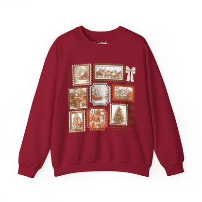 Vintage Christmas Stamps Crewneck - Gildan