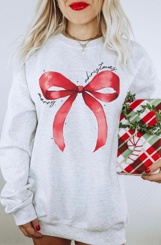 Merry Christmas Bow Crewneck - Gildan
