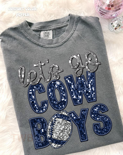 Let's Go Cowboys - Faux Sequin Tee - Comfort Colors
