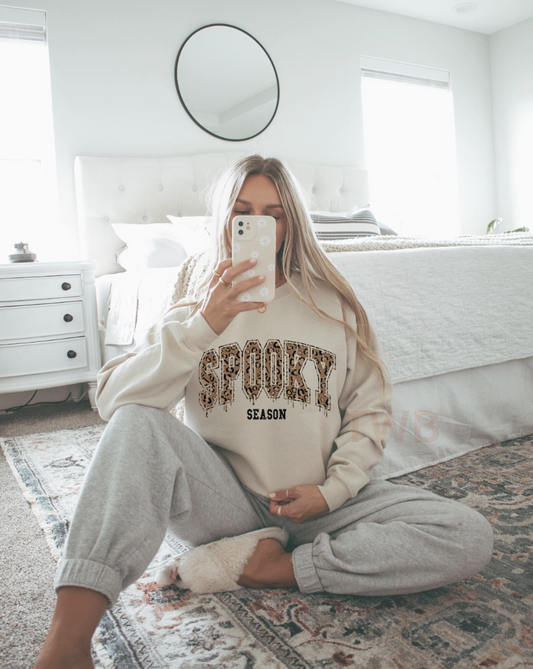 Spooky Season Brown Cheetah Crewneck - Gildan