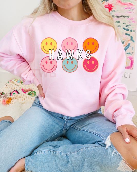 Hawks Smiley Crewneck - Gildan