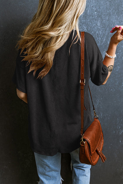 Textured V-Neck T-Shirt